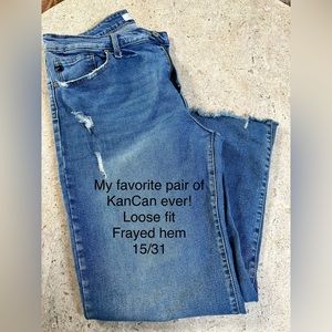 KanCan Relaxed Fit wider leg frayed bottom denim